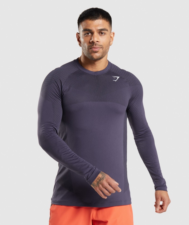 Camiseta De Manga Larga Sin Costuras Gymshark Rich Purple-black Apex