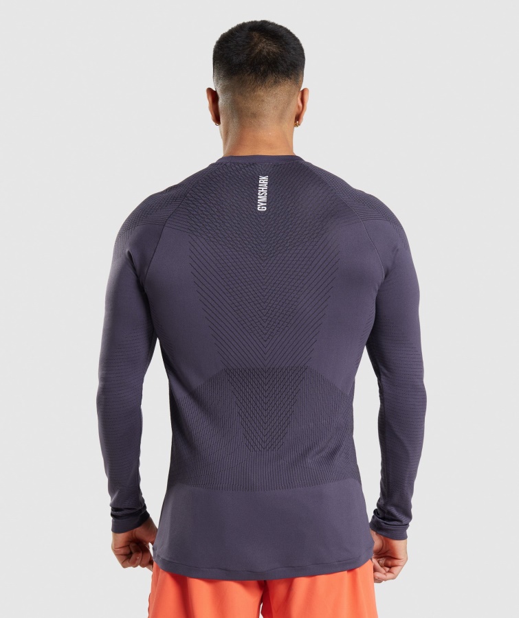Camiseta De Manga Larga Sin Costuras Gymshark Rich Purple-black Apex