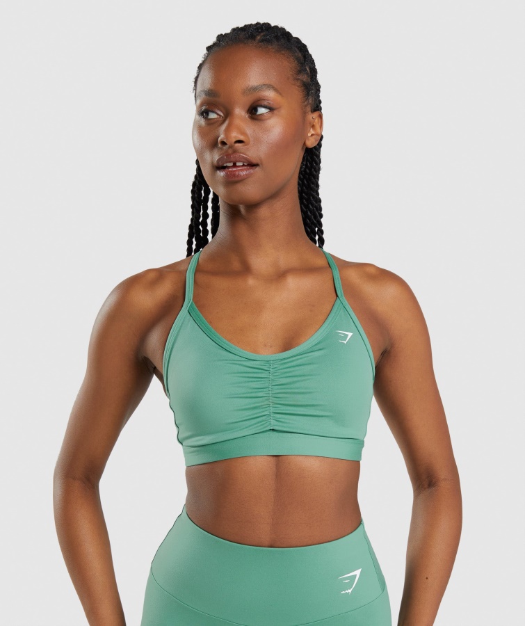 Gymshark Sujetador Deportivo Fruncido Verde Alpino