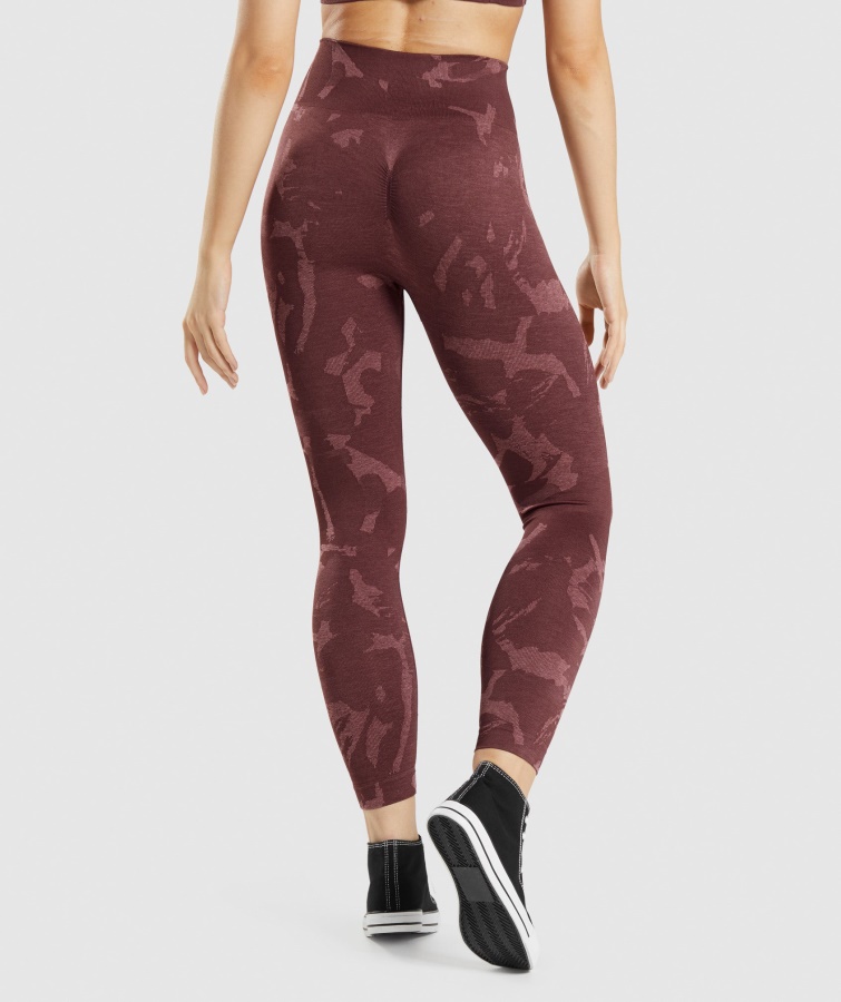 Gymshark Savanna-cherry Brown Adapt Camo Sin Costuras Legging