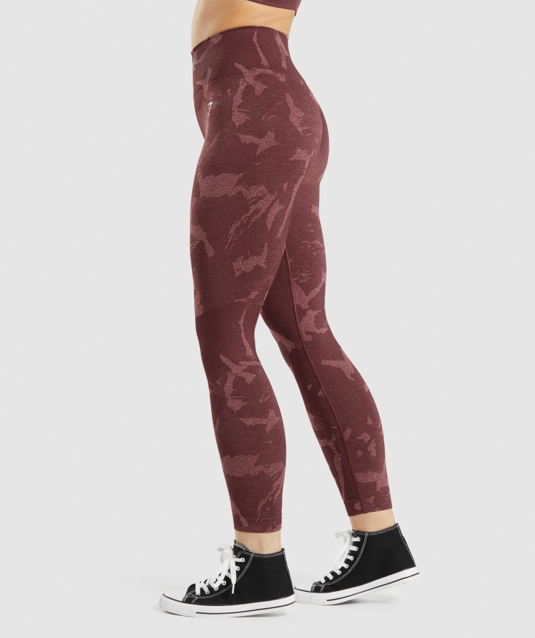 Gymshark Savanna-cherry Brown Adapt Camo Sin Costuras Legging