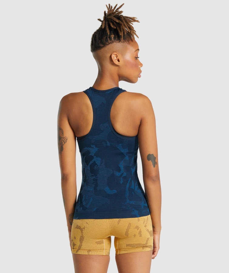 Gymshark Camiseta De Tirantes Sin Costuras Adapt Camo Savanna-navy