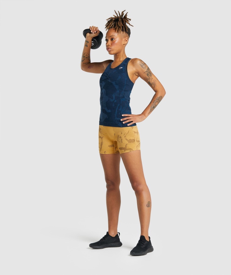 Gymshark Camiseta De Tirantes Sin Costuras Adapt Camo Savanna-navy