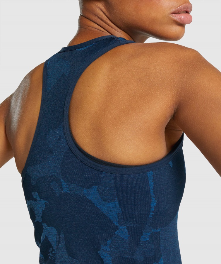 Gymshark Camiseta De Tirantes Sin Costuras Adapt Camo Savanna-navy