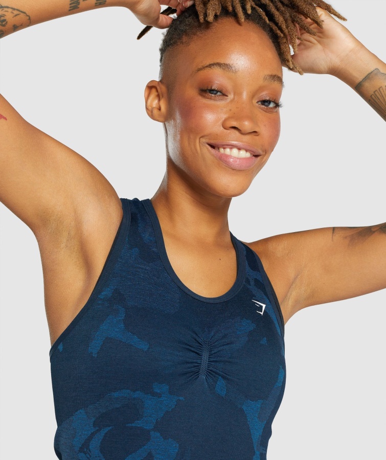 Gymshark Camiseta De Tirantes Sin Costuras Adapt Camo Savanna-navy