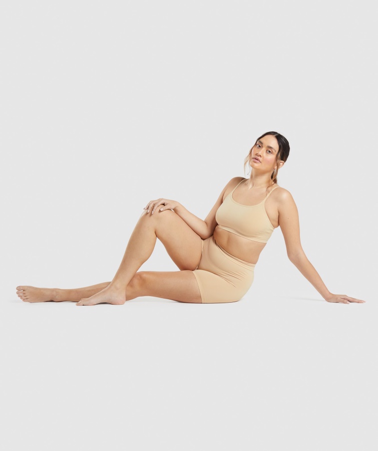 Gymshark Bralette Sin Costuras Con Escote Redondo Leonado Marrón Claro