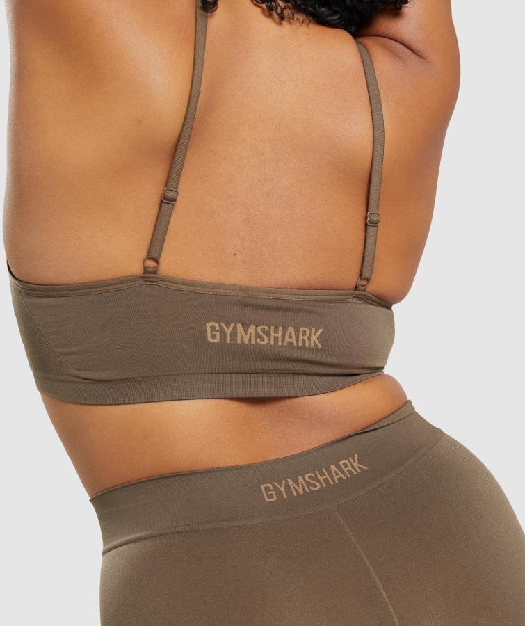 Gymshark Bralette De Cuello Redondo Sin Costuras Marrón Nogal