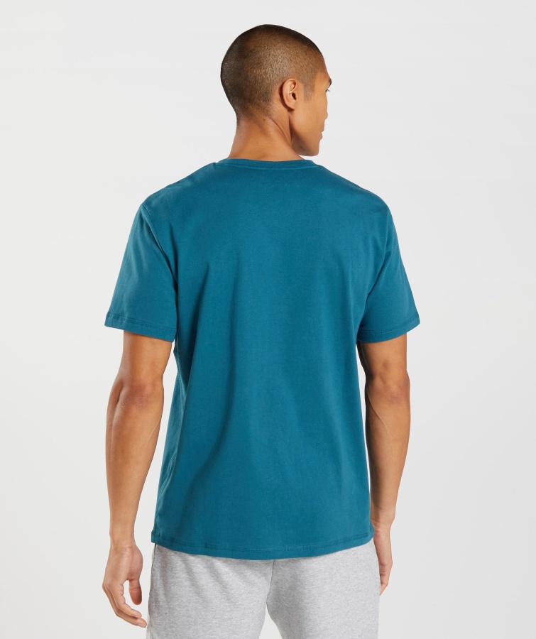 Camiseta Con Relleno De Cabeza De Tiburón Gymshark Azul Atlántico