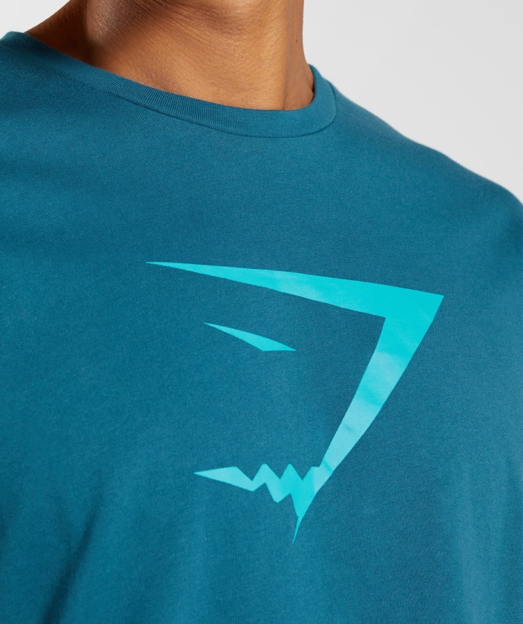 Camiseta Con Relleno De Cabeza De Tiburón Gymshark Azul Atlántico