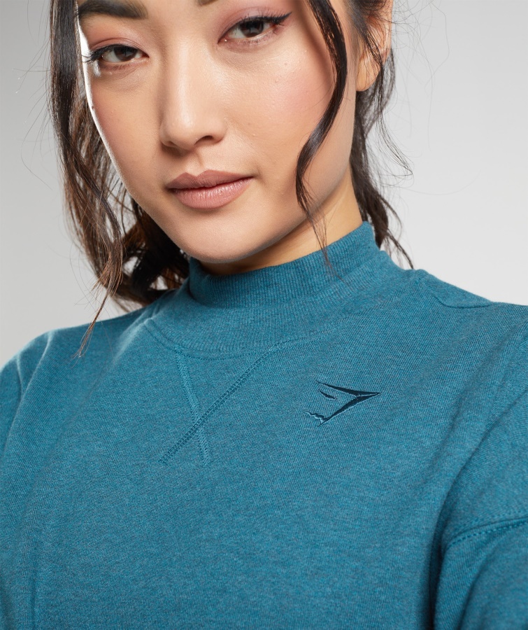 Gymshark Steel Blue Marl Rest Day Sweats Sudadera Corta