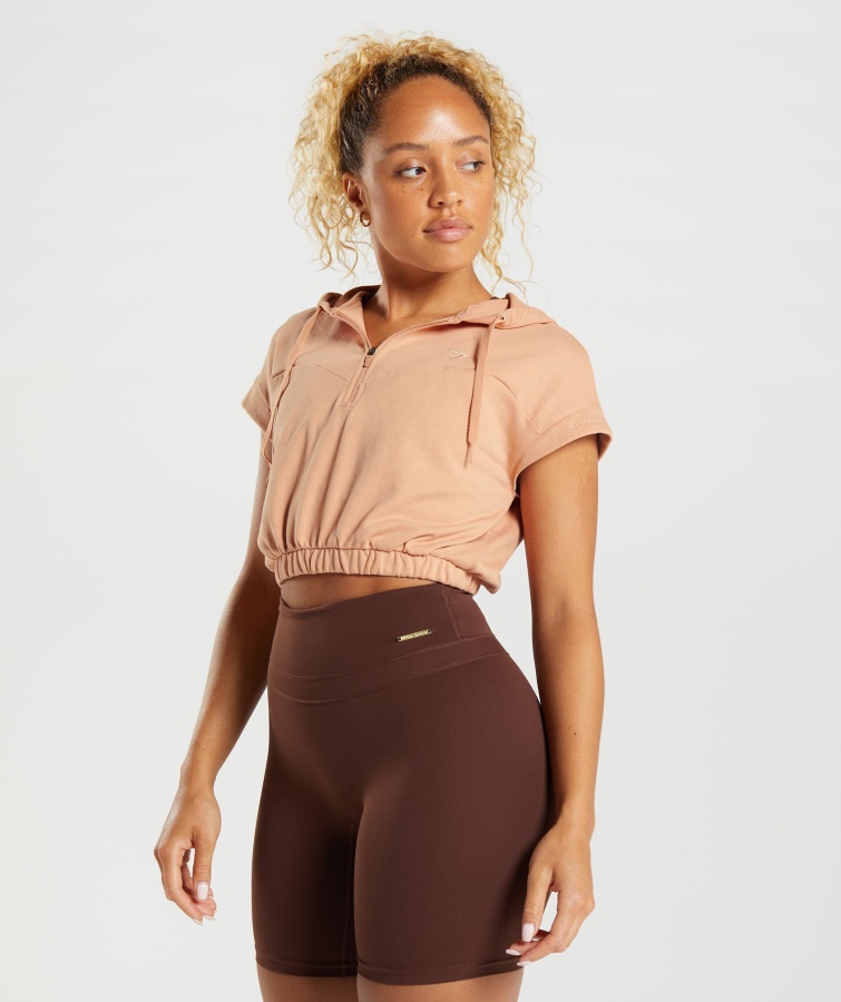 Gymshark Sunset Beige Whitney Recortada Con Capucha Sin Mangas