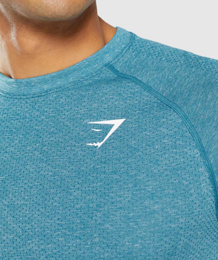 Camiseta Sin Costuras Gymshark Tahoe Verde Azulado Jaspeado Vital Light