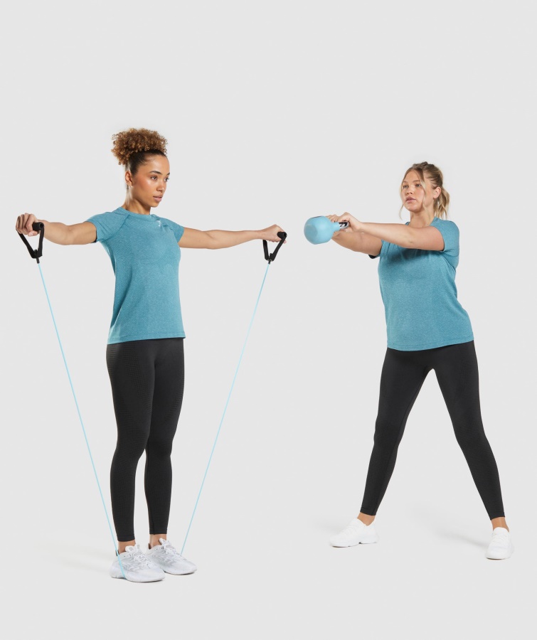 Camiseta Gymshark Tahoe Verde Azulado Jaspeado Vital Sin Costuras 2.0 Light