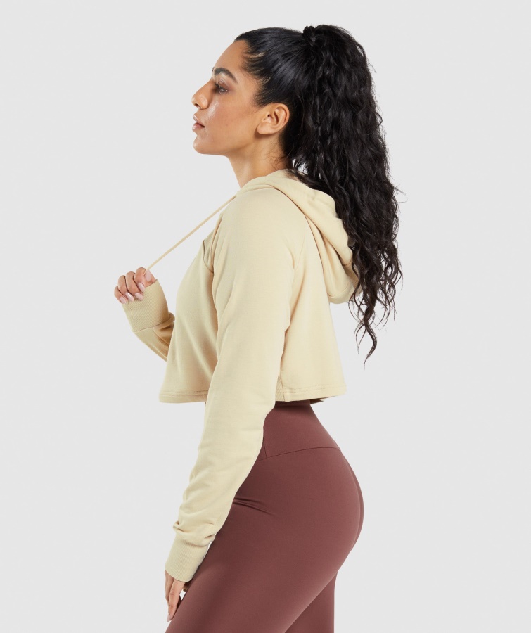 Gymshark Entrenamiento Sudadera Corta Con Capucha Marrón Vainilla