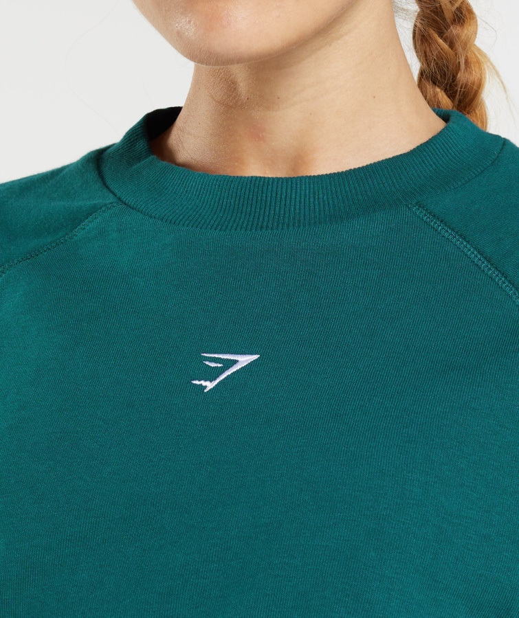 Gymshark Entrenamiento Suéter Corto Invierno Verde Azulado
