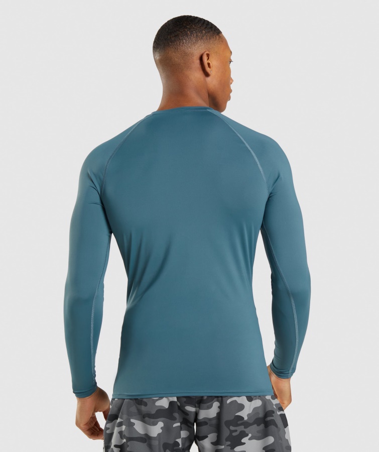 Camiseta De Manga Larga Gymshark Elemento Verde Azulado Toscano
