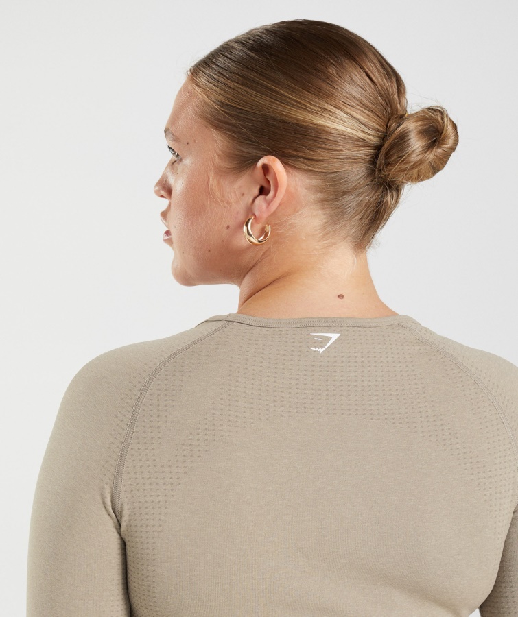 Top Corto Gymshark Marrón Vainilla Jaspeado Vital Sin Costuras 2.0