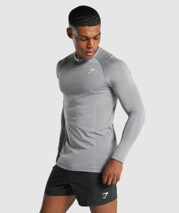 Camiseta De Manga Larga Sin Costuras Gymshark Vital Light Carbón Jaspeado