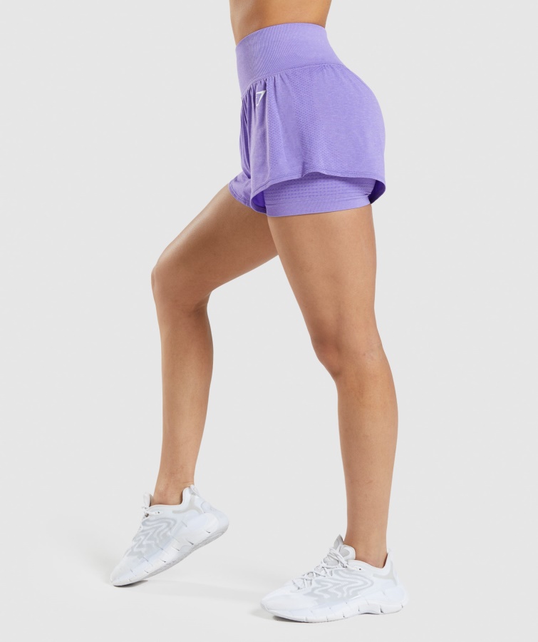 Pantalón Corto 2 En 1 Gymshark Vital Seamless 2.0 Violeta Brillante Jaspeado