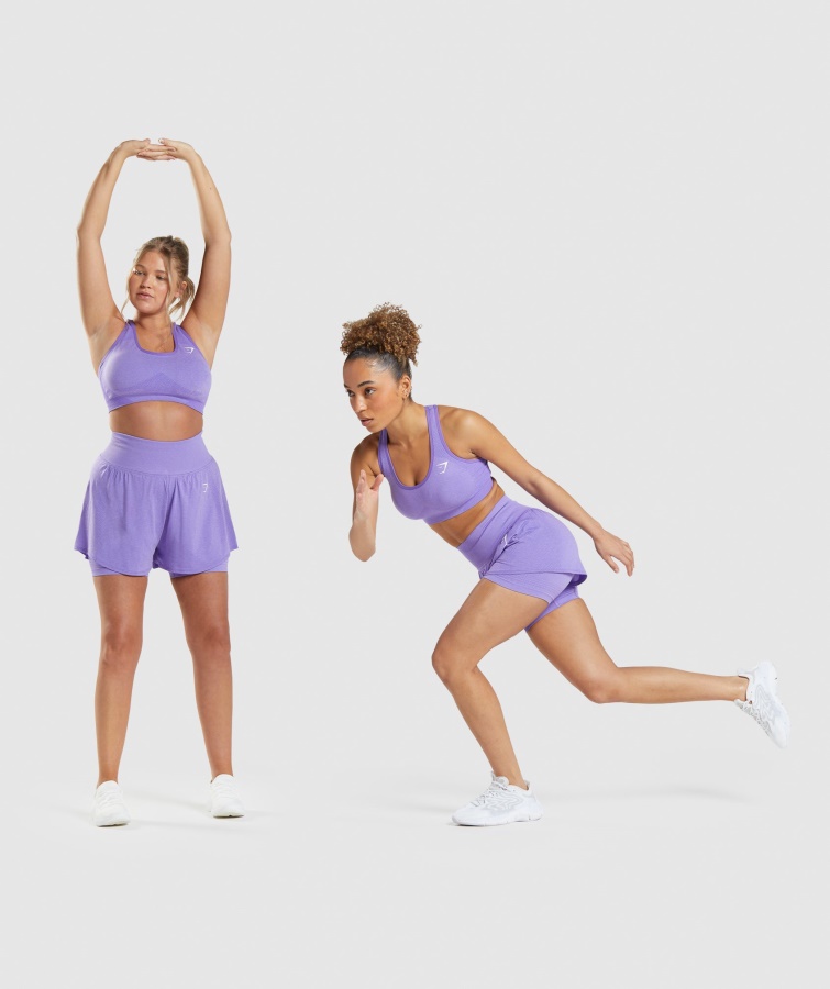 Pantalón Corto 2 En 1 Gymshark Vital Seamless 2.0 Violeta Brillante Jaspeado