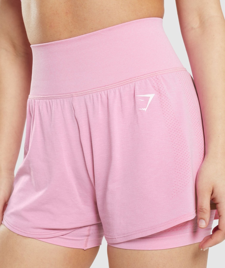 Pantalón Corto 2 En 1 Gymshark Vital Seamless 2.0 Sorbete Rosa Jaspeado