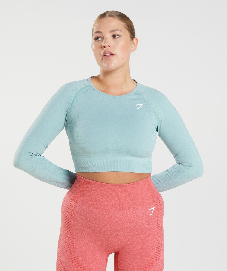 Crop Top Gymshark Vital Seamless 2.0 Azul Perla Jaspeado
