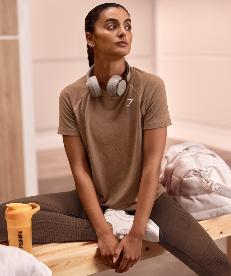 Camiseta Ligera Gymshark Vital Seamless 2.0 Fawn Jaspeado