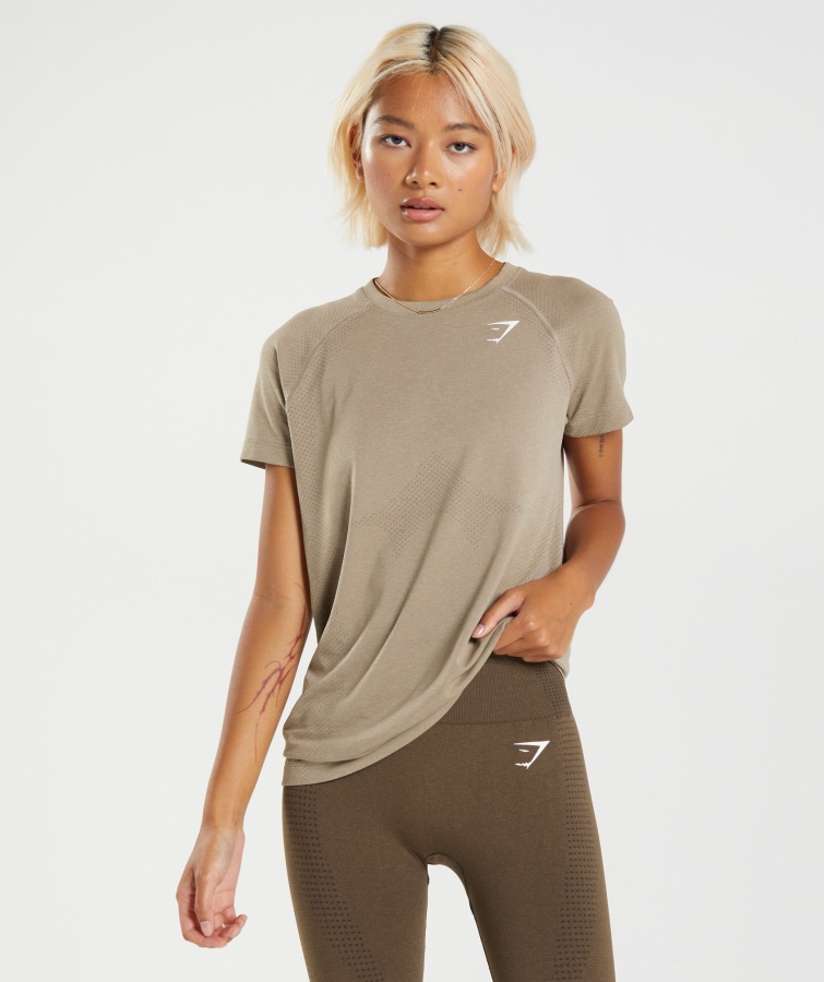 Camiseta Gymshark Vital Seamless 2.0 Light Marrón Vainilla Jaspeado