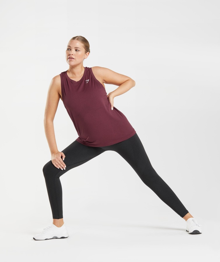 Gymshark Vital Seamless 2.0 Tanque Ligero Al Horno Granate Jaspeado