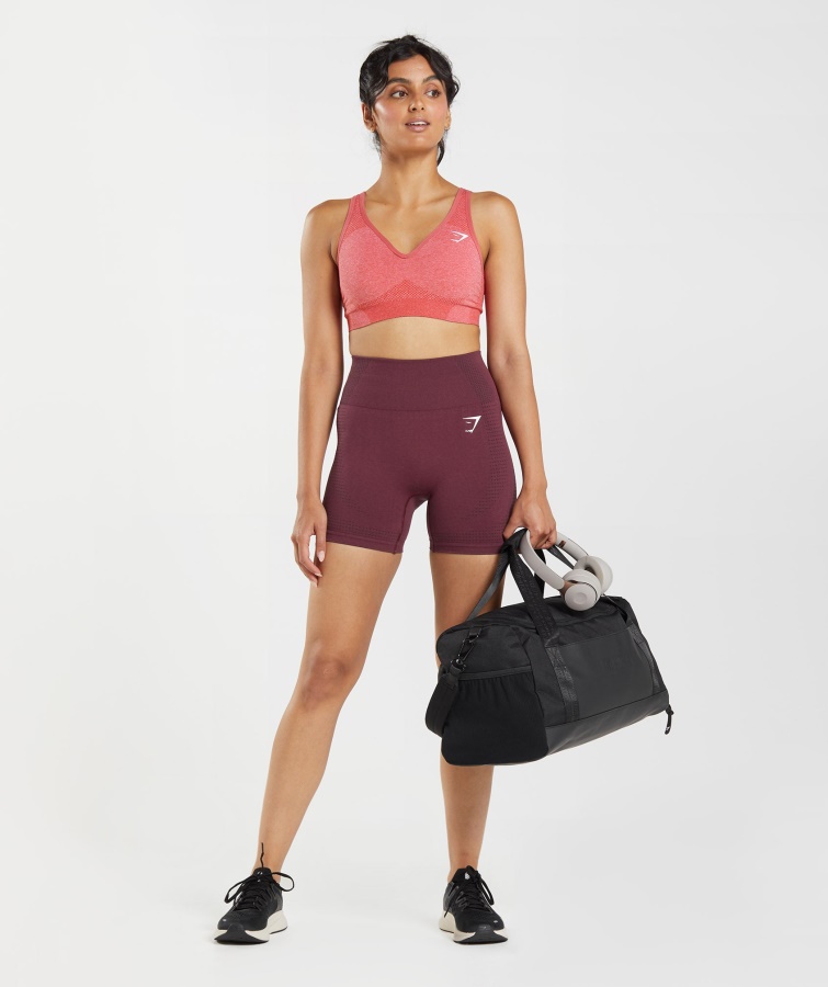 Sujetador Deportivo Gymshark Vital Sin Costuras 2.0 Cuello Pico Chili Red Marl