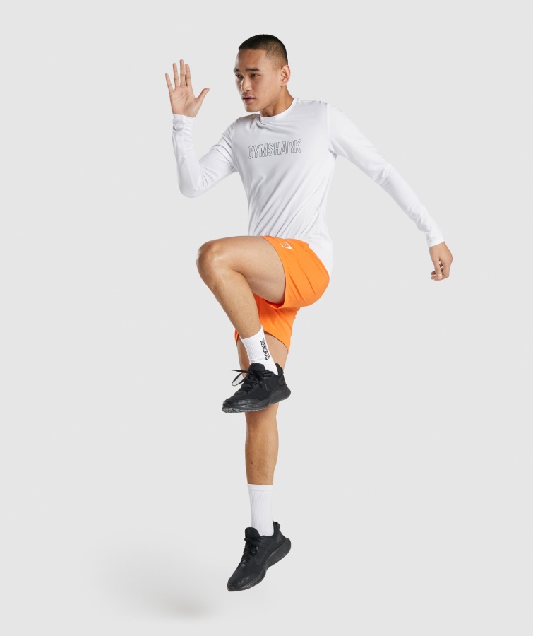 Gymshark Camiseta Blanca De Manga Larga Con Gráfico De Llegada