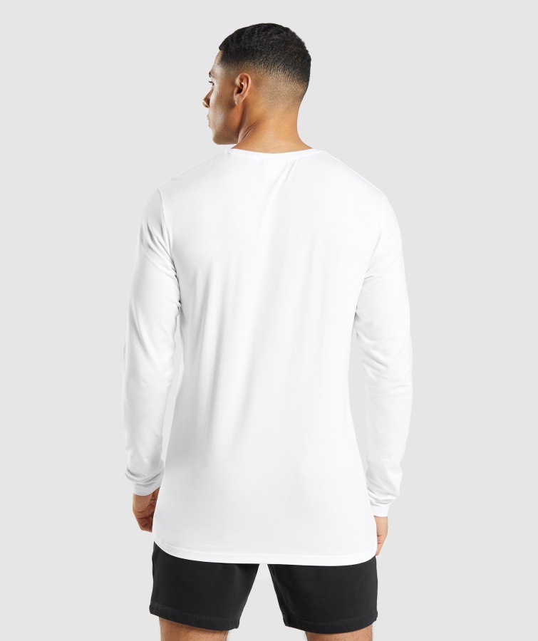 Gymshark Camiseta Blanca Esencial De Manga Larga