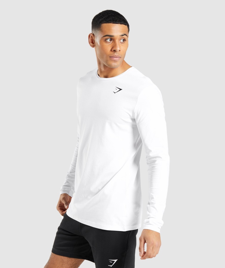 Gymshark Camiseta Blanca Esencial De Manga Larga