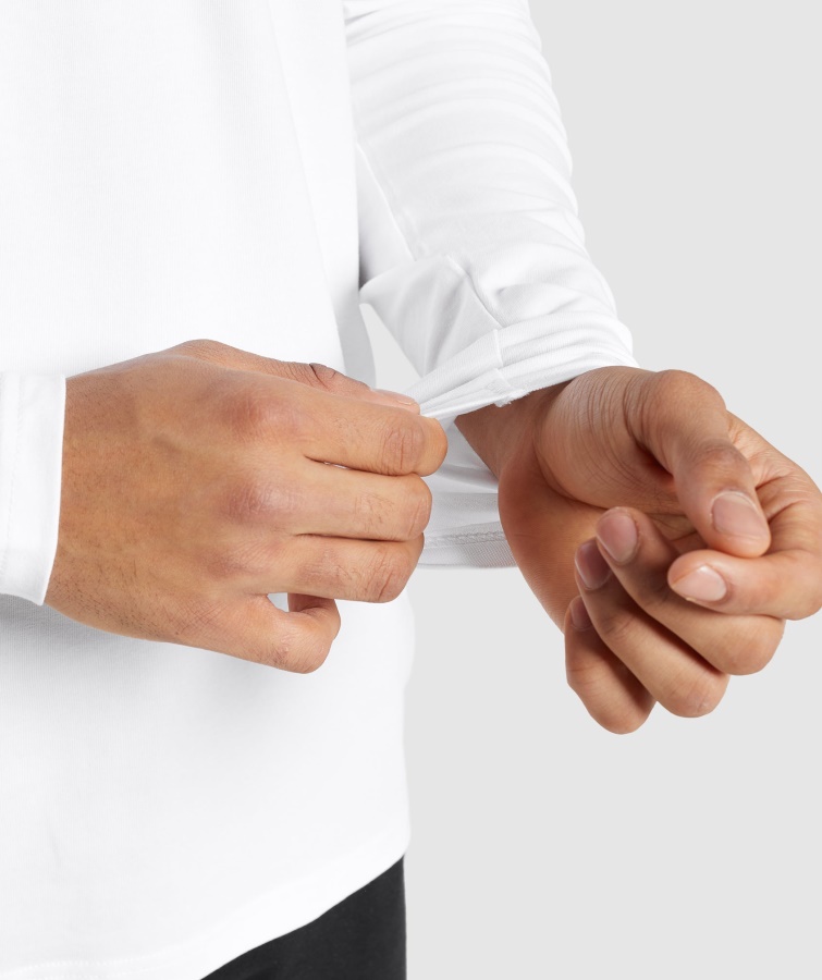 Gymshark Camiseta Blanca Esencial De Manga Larga