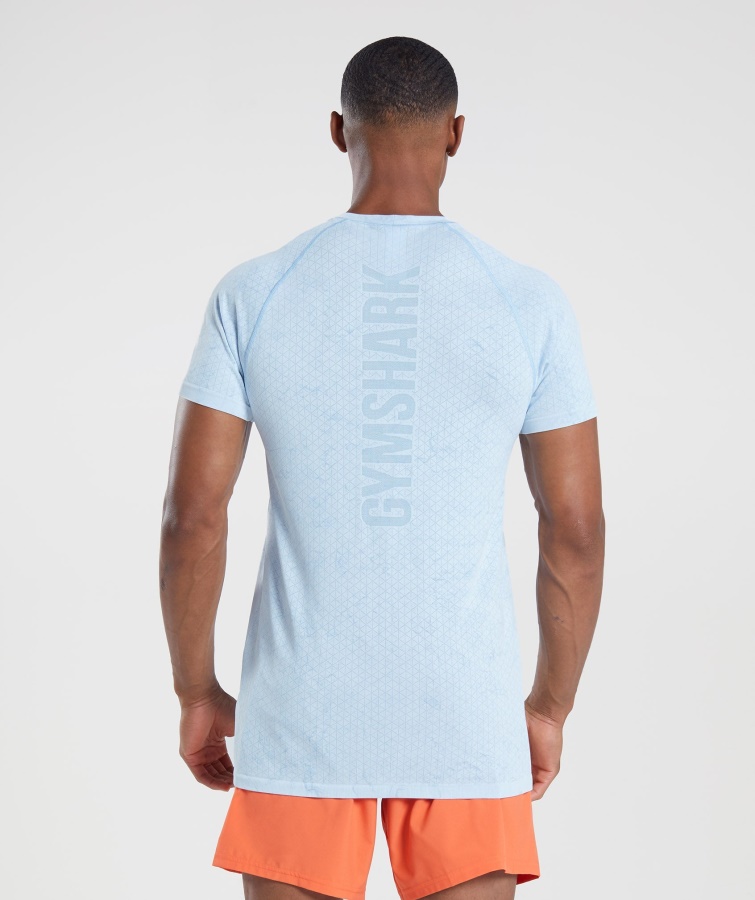 Camiseta Sin Costuras Gymshark White-moonstone Blue Geo