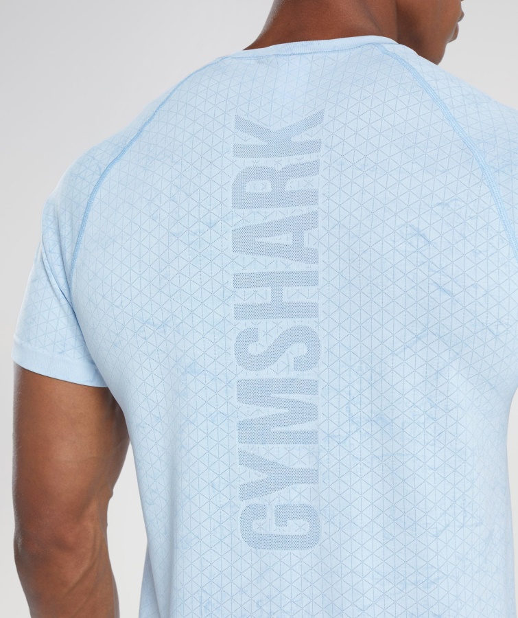 Camiseta Sin Costuras Gymshark White-moonstone Blue Geo
