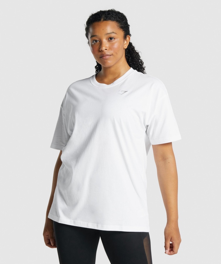 Gymshark Camiseta Blanca De Entrenamiento Extragrande