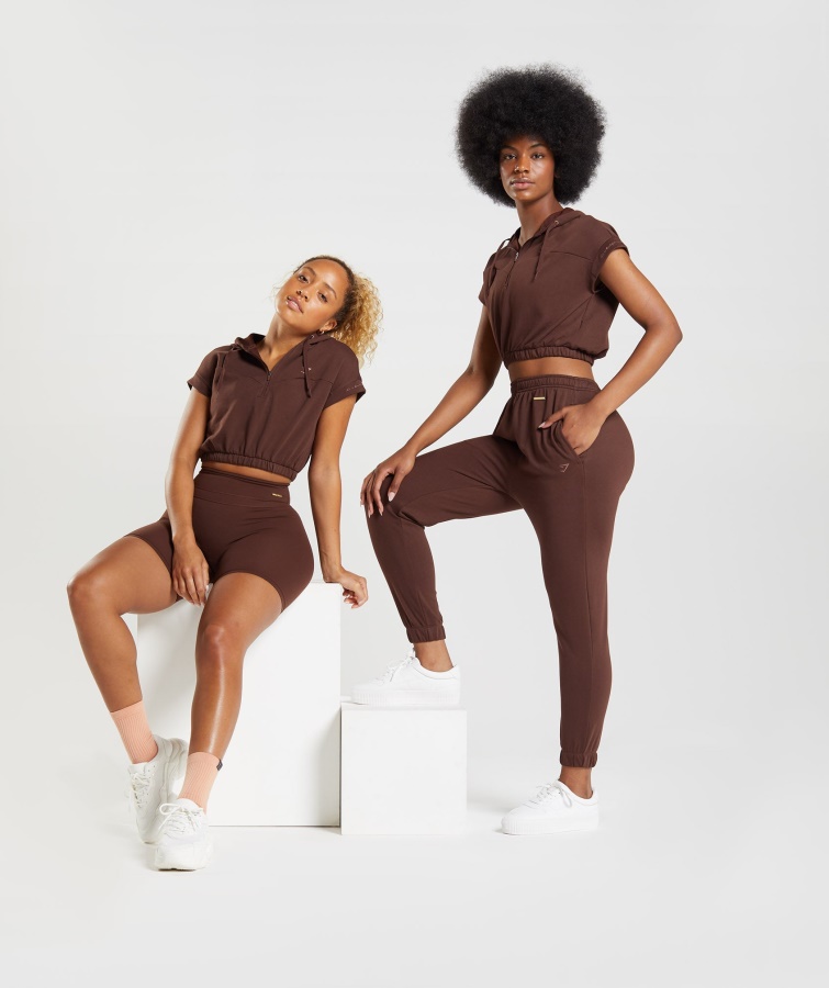 Gymshark Whitney Sudadera Con Capucha Corta Sin Mangas Reencender Marrón