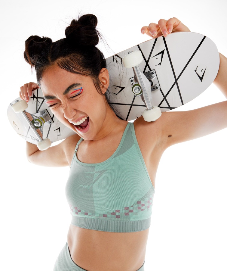 Sujetador Deportivo Gymshark Wtflex Cyborg Sin Costuras Azul Maya-rosa Hibisco-azul Turbo