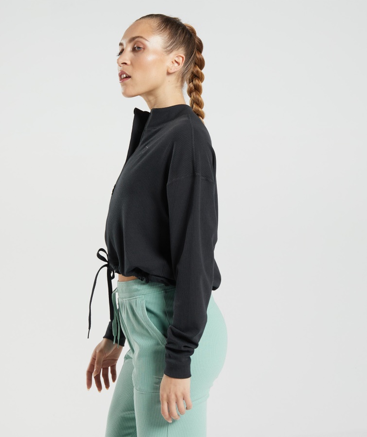 Chaqueta Con Cremallera Pause Negra Gymshark