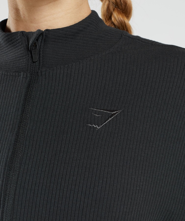 Chaqueta Con Cremallera Pause Negra Gymshark