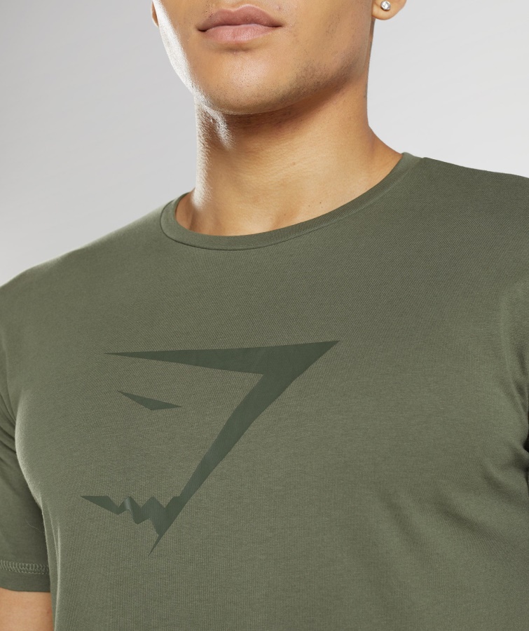 Camiseta Con Relleno De Cabeza De Tiburón Core Olive Gymshark
