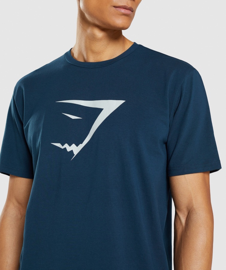 Camiseta Con Relleno De Cabeza De Tiburón Azul Marino Gymshark
