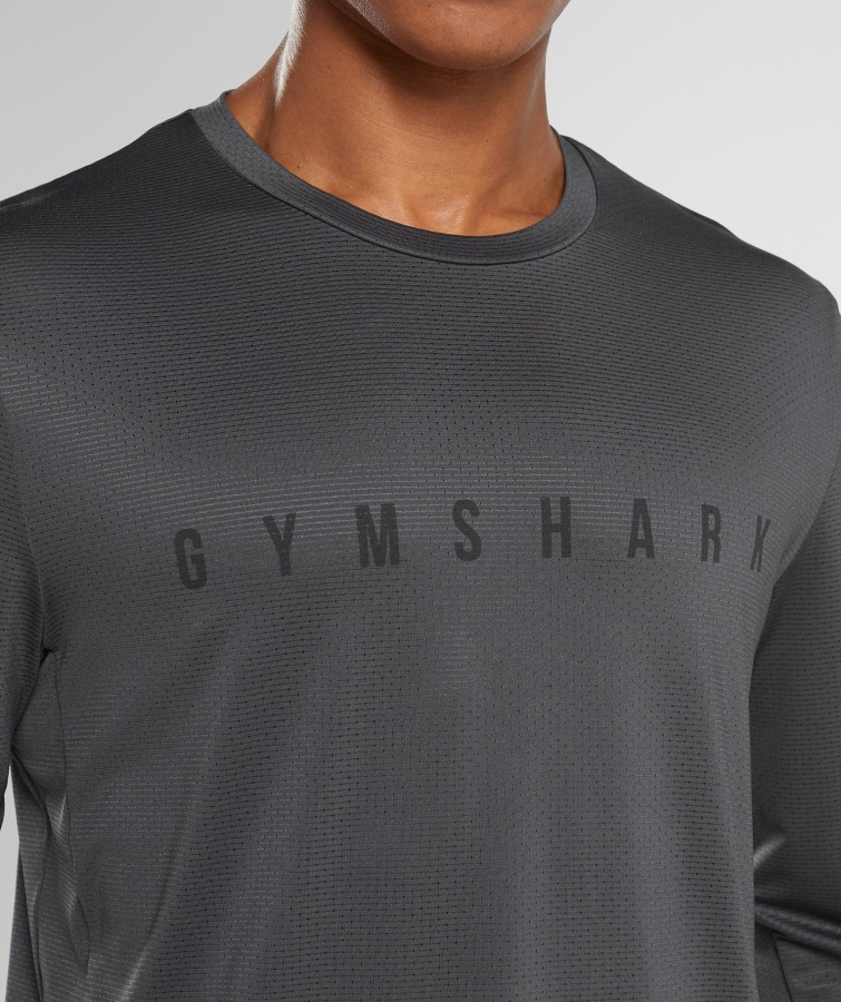 Camiseta Sport Stripe Manga Larga Gris Onyx Gymshark