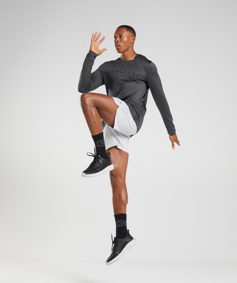 Camiseta Sport Stripe Manga Larga Gris Onyx Gymshark