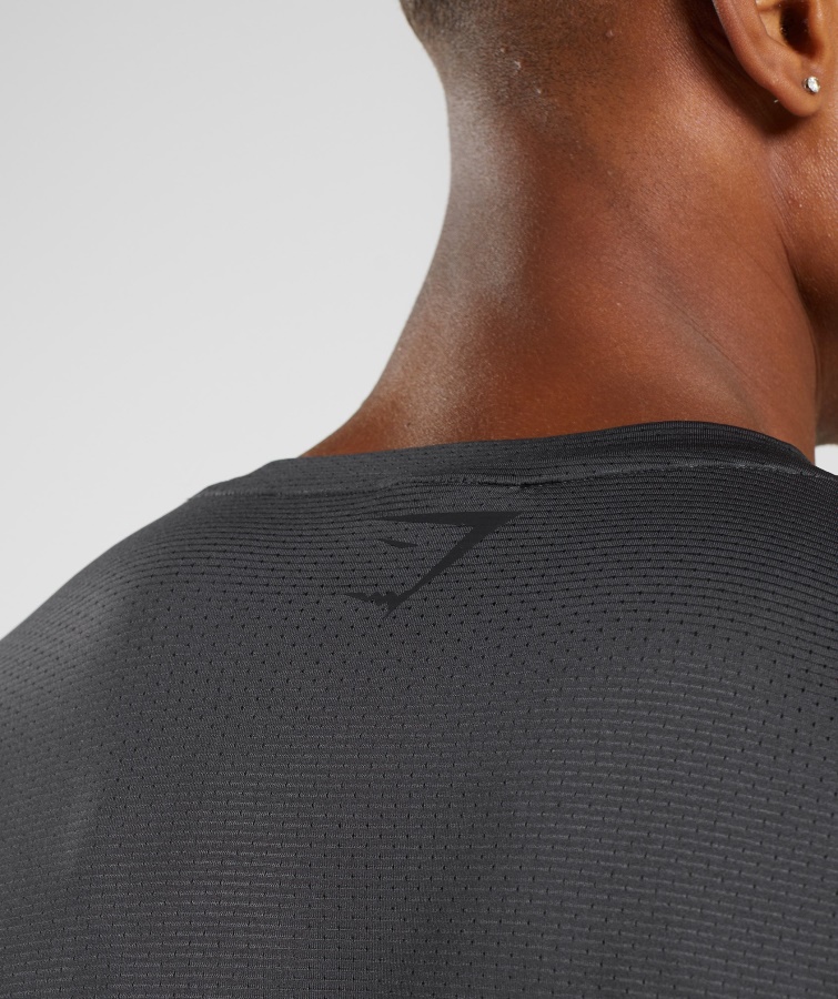 Camiseta Sport Stripe Manga Larga Gris Onyx Gymshark