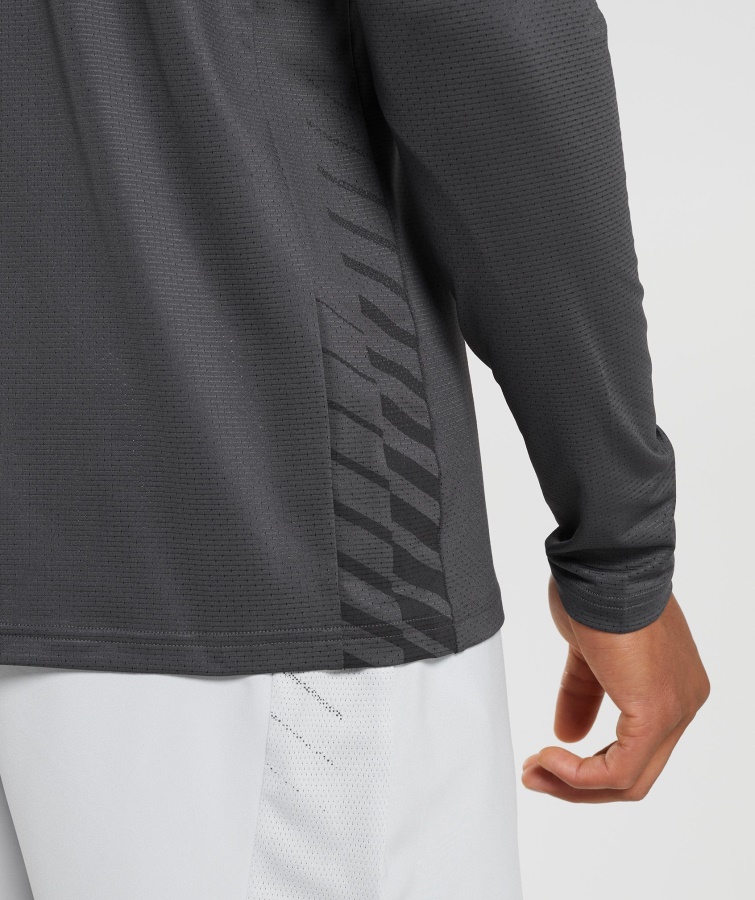 Camiseta Sport Stripe Manga Larga Gris Onyx Gymshark