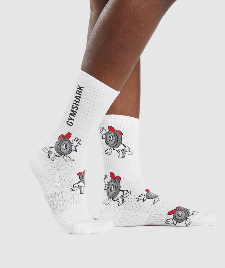 Paquete De Pegatinas Dumbell Crew Calcetines 1pk Blanco Gymshark