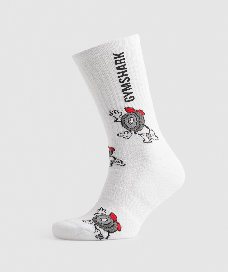 Paquete De Pegatinas Dumbell Crew Calcetines 1pk Blanco Gymshark