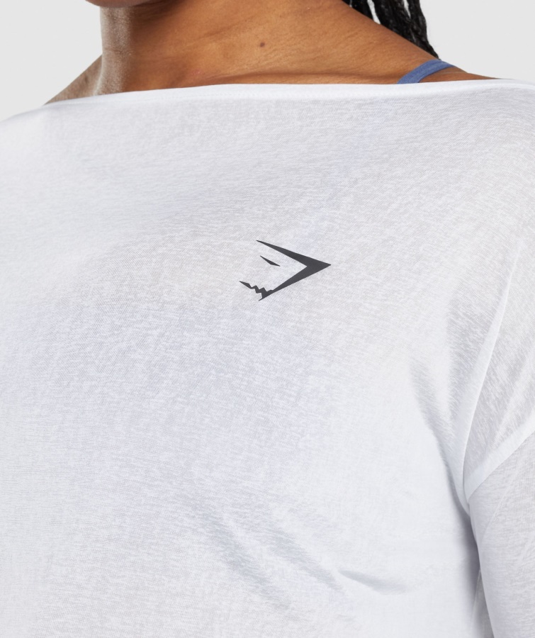 Camiseta De Entrenamiento De Manga Larga Extragrande Blanca Gymshark